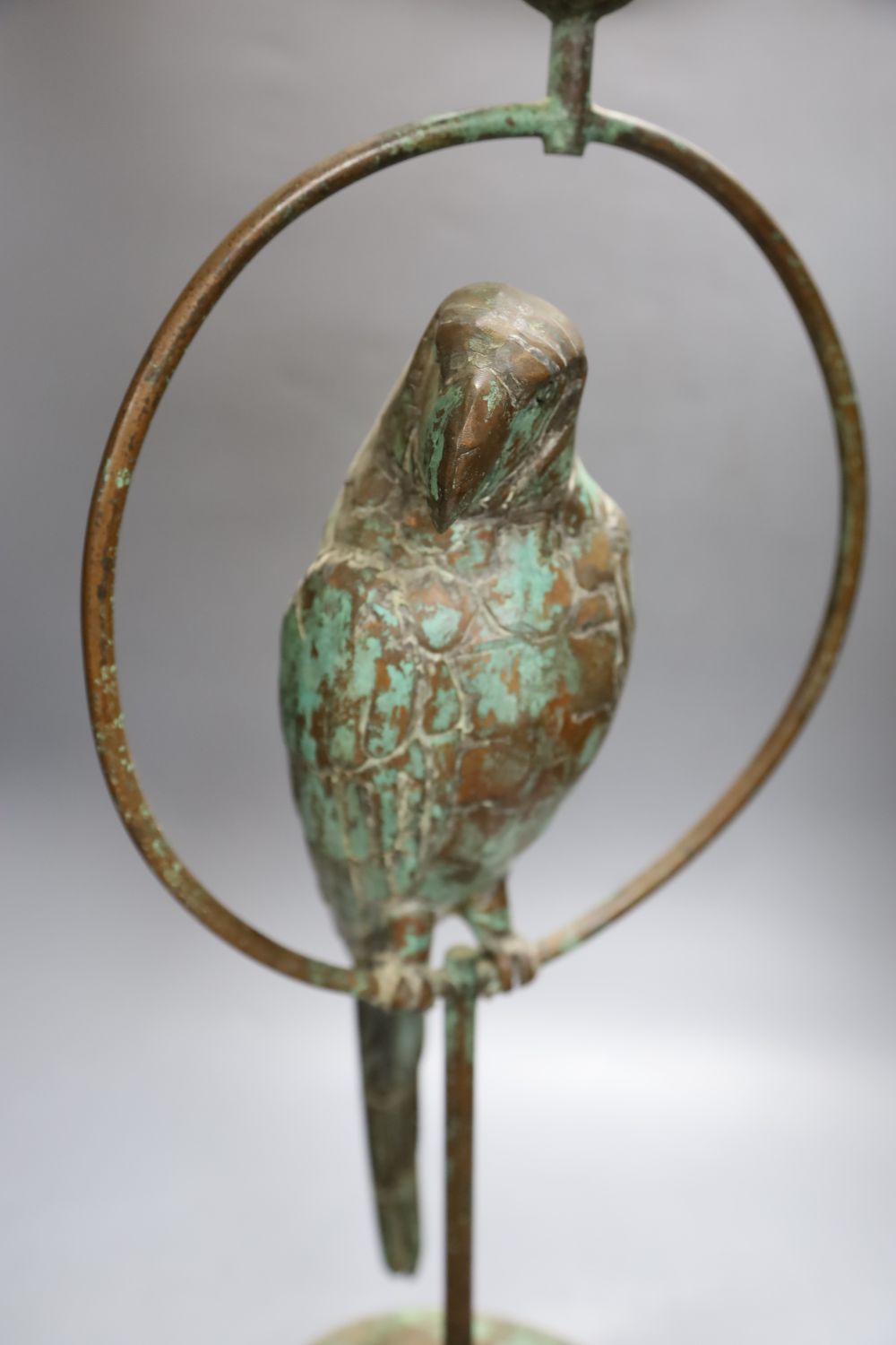 Eugene Holmann. A copper macaw water fountain, height 70cm